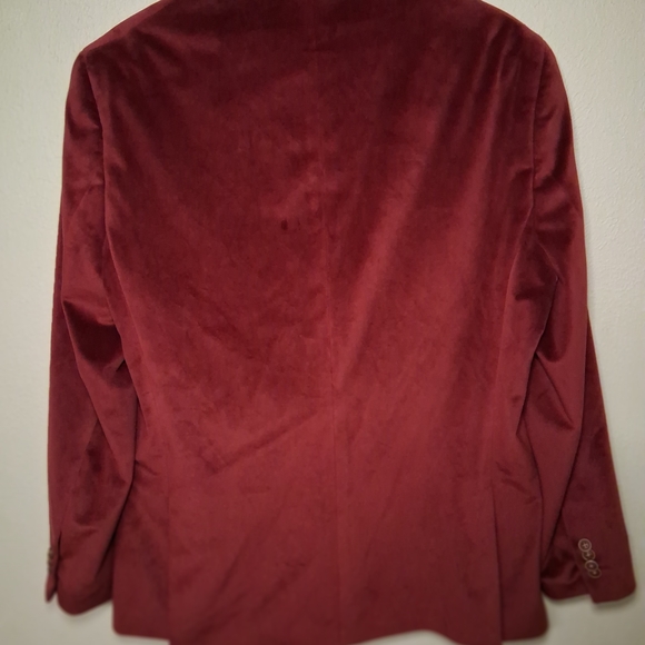 Nautical Men's Red Velvet Blazer Suit Jacket - Picture 4 of 10